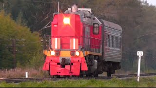 ТЭМ18ДМ-519 с пригородным поездом Тавда - Егоршино