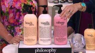 philosophy summer escape to the beach 32 oz shower gel trio with Sandra Bennett