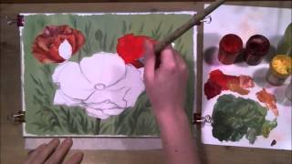 Рисуем цветки маков. Гуашь