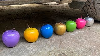 Crushing Crunchy & Soft Things by Car! EXPERIMENT : CAR VS COLORED APPLES