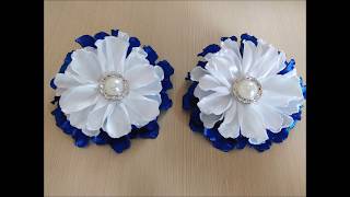 Пышный цветок Георгин из лент 2,5 см.Канзаши М К / Lush Dahlia flower from ribbons 2.5 cm  MK