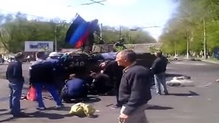 Ukraine War - Russian subversives attempt to burn Ukrainian army APC in Mariupol Ukraine