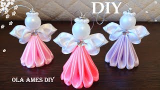 DIY Ribbon Angel ? АНГЕЛ ИЗ ЛЕНТ/ Kanzashi Angel/ Satin Ribbon Christmas Angel Ornaments/ Ola ameS