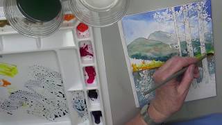 Painting a Fall Landscape in Watercolor Pen & Ink