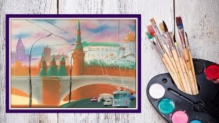 Как нарисовать Москву! Рисуем пастель городской пейзаж! #Dari_Art
