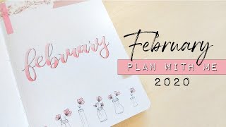 PLAN WITH ME | February 2020 | Bullet Journal Setup - Pink Flowers in Vases