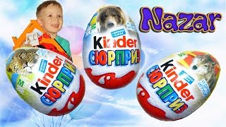Киндер сюрприз, играем в бассейне с шариками  Kinder Eggs