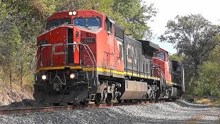 CN / IC Locomotive With an RS3L Horn Leading CSX Ethanol Train