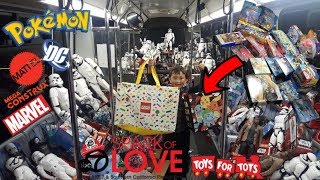 DONATING BUS LOADS $$ OF TOYS FOR CHARITY!! POKEMON CARDS, LEGO, CARS! SPARK OF LOVE/TOYS FOR TOTS!