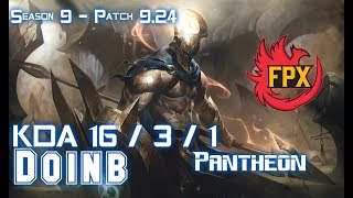 FPX Doinb PANTHEON vs AATROX Mid - Patch 9.24 KR Ranked