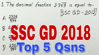 SSC Constable GD 2018 | NUMBER SYSTEM | Top 5 Previous years Questions | SSC GD