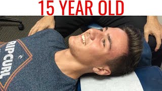 15 year old with Neck Pain & Headaches. Watch his 2 Chiropractic Adjustments WOW!