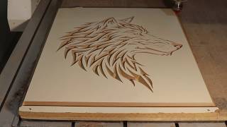 45.0  (Wolf vector) by wood working cnc machine on wood MDF