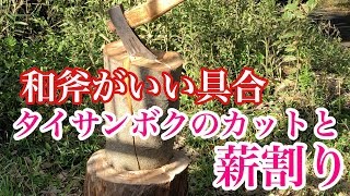 3本の斧を比べてみました。水分量を計ってみました、和斧・パワーアックス・Helko　DT-6と割れ具合の比較をしています。和斧で気持ち良く割れました。動画の最後に所感を収録しています。 薪割り