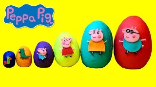 Smallest to Biggest Peppa Pig Play Doh Surprise Eggs - Learn Sizes