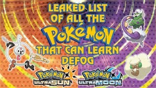 ALL POKÉMON THAT CAN NOW LEARN DEFOG (MOVE TUTOR) IN POKÉMON ULTRA SUN AND ULTRA MOON LEAKED