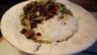 What I eat in a day (Cabbage Ground beef rice) | Views Recipe