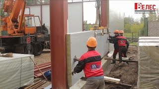 Строительство ангара в г. Подольске. Этап №4: Монтаж стеновых сэндвич-панелей