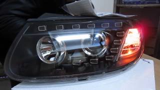 Фары для Hyundai Santa Fe 2 в стиле Q7 2006-11. Фары Хендай Санта Фе 2. МирДХО