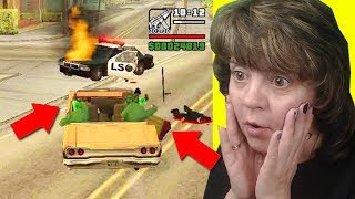 МОЯ МАМА ИГРАЕТ В GTA SAN ANDREAS *Первая Реакция*