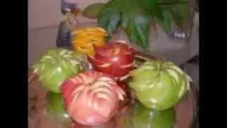 Карвинг из фруктов для начинающих, украшение из яблок