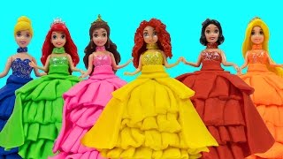 DIY Making Play Doh Beauty Dresses for Disney Princess Dolls
