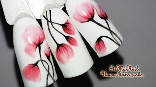 ?Цветы на ногтях?Флористика?Простой дизайн ногтей гель лаком?Nail Design Shellac?
