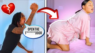 CHEATING WITH THE DOOR LOCKED PRANK ON BOYFRIEND! *HE CRIES*