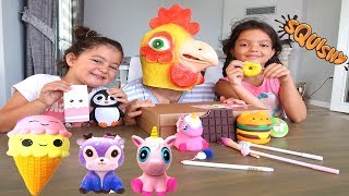 Elif Öykü ve Masal'a Squishy Dolu Sürpriz Paket! Squishy Toys Wall Collection - Family Fun Games