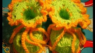 Пинетки Лягушата - 2 часть - Crochet baby's bootees - вязание крючком
