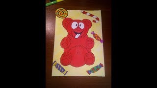 Желейный медведь Валера, рисунок красками