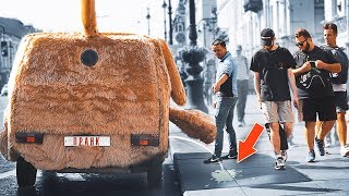 РЕАКЦИЯ НА ПИСАЮЩИЙ СОБАКОМОБИЛЬ ПРАНК / ПЕРВЫЙ ШТРАФ ОТ ПОЛИЦИИ / Колхозный тюнинг авто