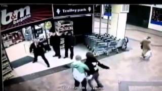 Crazy security guard fights as he refuses entry