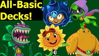 PvZ Heroes Basic Cards Decks: Green Shadow, Solar Flare,  Chompzilla, Wall-Knight, and Spudow