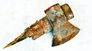 Old Rusty Splitting Axe Restoration
