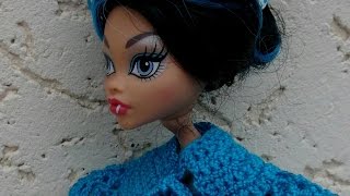 Как связать сарафан и накидку. Одежда для монстер HIGH. Изысканный комплект бирюзового цвета.