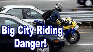 Big City Motorcycle Riding Danger