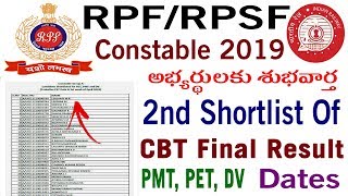 How to Check RPF Constable Second List results 01/2018 Group A B C D E F Shortlist PET PMT DV telugu