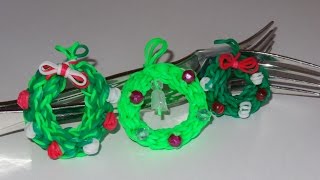 Рождественский ВЕНОК, на вилках  БЕЗ станка, Радужки Rainbow Loom