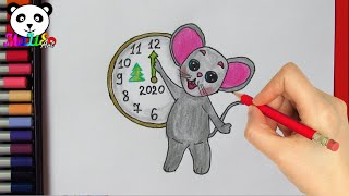 Как нарисовать мышку на Новый год 2020 | Як намалювати новорічну мишку | How to draw a Cartoon Mouse