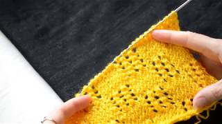 Вязание.  Узор ажурный  "ШАХМАТКА С ОКОШЕЧКАМИ"  спицами (часть 1). Knitting
