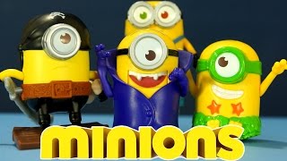 Игрушки Миньоны 2015 из Хэппи Мил - МакДональдс на русском языке. Вампир, Пират, Боб Болтун