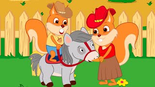 Famille d'Écureuil - Cowboy Sur Poney Animé 2022 en Français