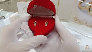 Золотые серьги с фианитами Цветочки