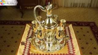 Набор серебряный "Золотая лоза". Набор изделий ручной работы, предназначен для вина