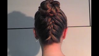 Французская коса снизу вверх с пучком на макушке, Upside down french braided bun by AnaLisboa