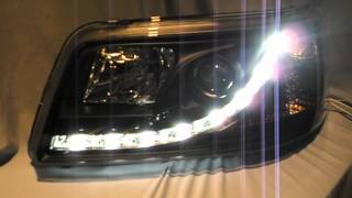 SW-DRL Scheinwerfer VW T5 Black mit LED Tagfahrlicht R87 by SW-Tuning