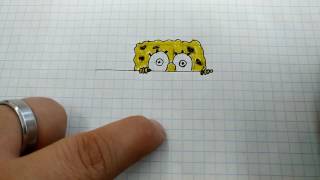 How To Draw: SpongeBob Squarepants / Спанч Боб подглядывает за тобой (Как нарисовать Спанч Боба)