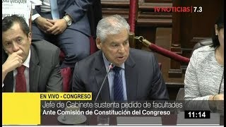 Jefe del Gabinete Ministerial sustenta pedido de facultades legislativas