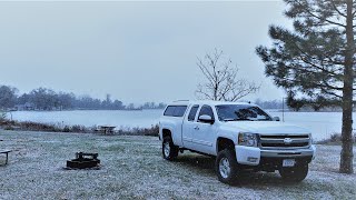 TRUCK CAMPING in FREEZING WEATHER *SNOW!*